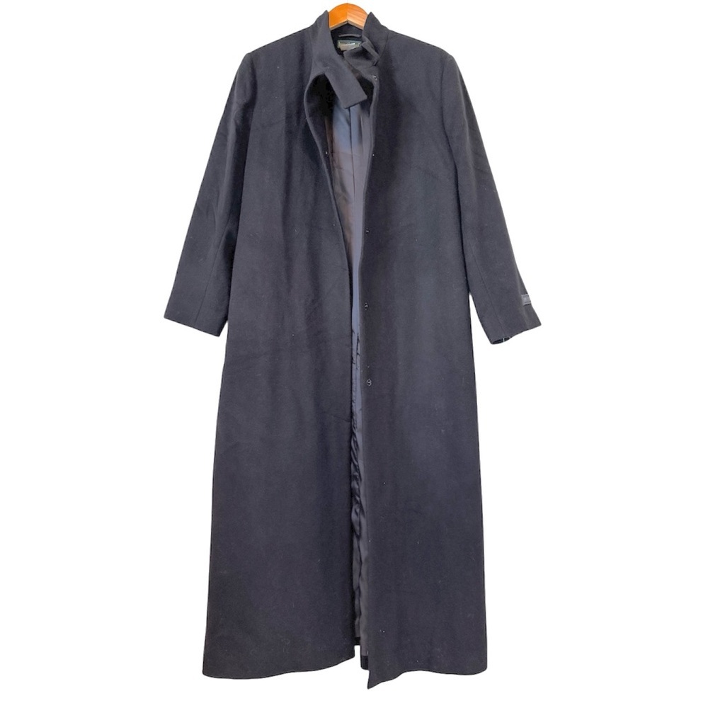 NEW Harve Benard Black 100% Wool Long Trench Coat Lined Size 16 Heavyweight